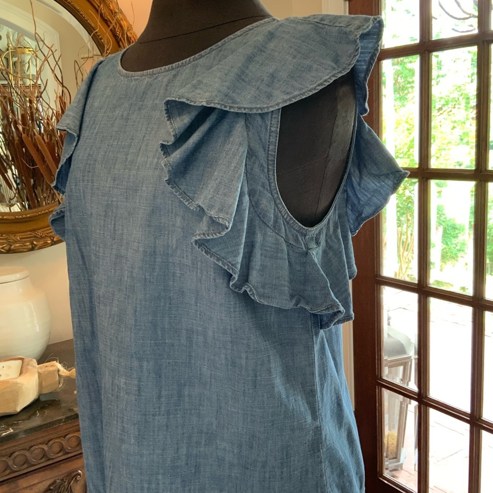 Chambray Flutter Sleeve Top - image 4